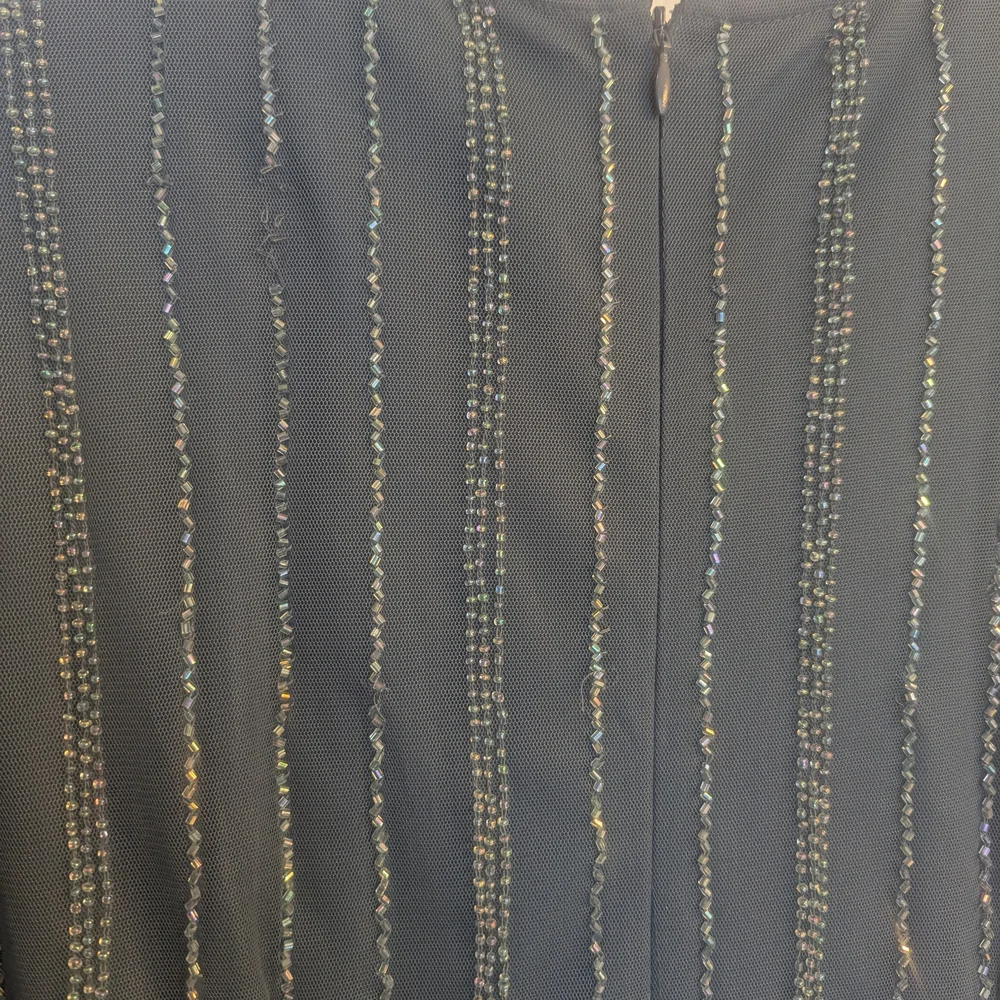 JS Collections Dusty Blue Long Sleeve Beaded Gown - Picture 7 of 8